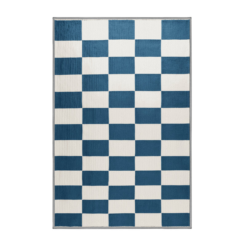 Machine Washable Checkered Gray Area Rug, Rectangle 2' x 3'