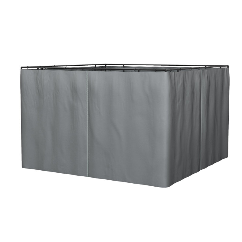 Rideaux d'intimité pour auvent extérieur - 10 pi x 12 pi, gris avec sangles de fixation et fermeture à glissière intérieure