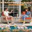 Ensemble de conversation modulaire d'extérieur en osier pour 9 personnes avec chaises berçantes pivotantes et table de foyer d'extérieur-1401653448