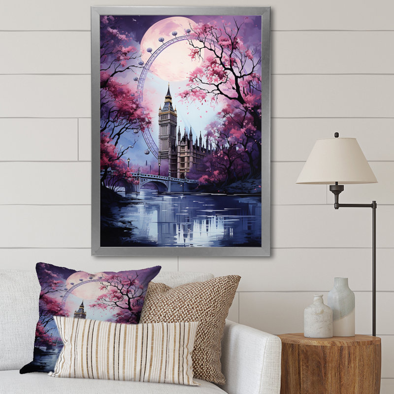 Carrousel éternelle IV de la grande roue mauve, reproduction sur toile, H 44 po x l 34 po x P 1,5 po, Cadre photo argenté