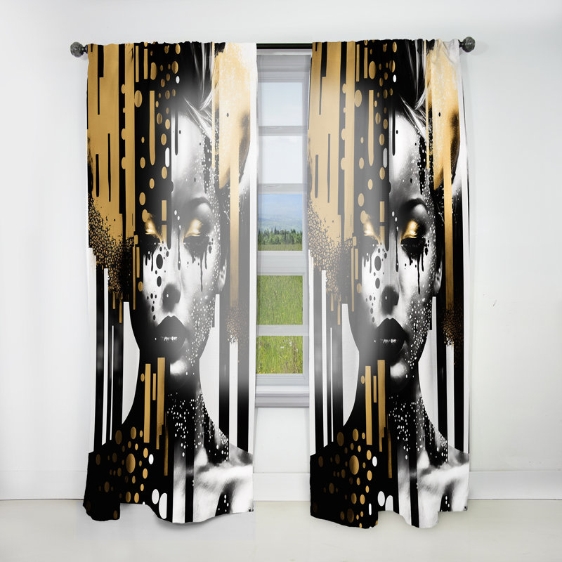 Golden Fluidity Of Womanhood IV - Modern Curtain - Velvet Room Darkening - 1 panel, 52" W x 90" L