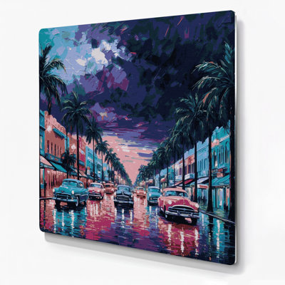 Cities Miami FL Gray Metal Wall Art