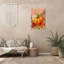 Art mural en toile jaune avec citrouille jaune et fleur 24 "x 32"
