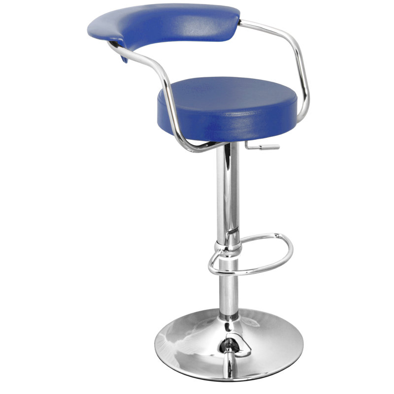 Zenith Swivel Upholstered Adjustable Height Counter Stool with Metal Frame, Blue