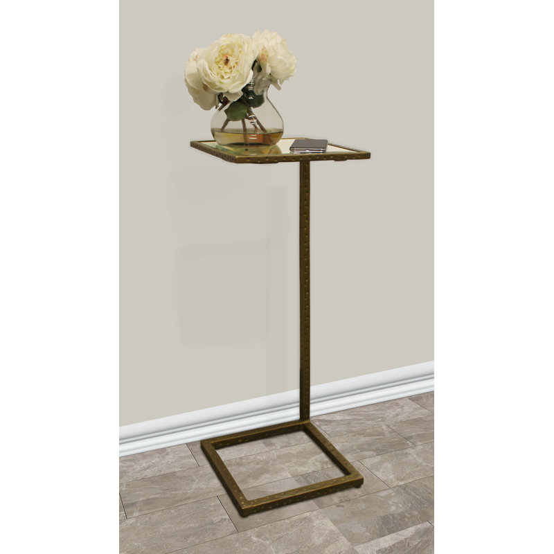 Demetrie Mirrored Glass Top End Table