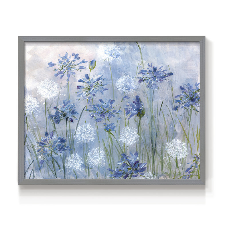 Dandelion and Agapanthus -Framed Print - Restickable, H 11 po x l 14 po, Gris