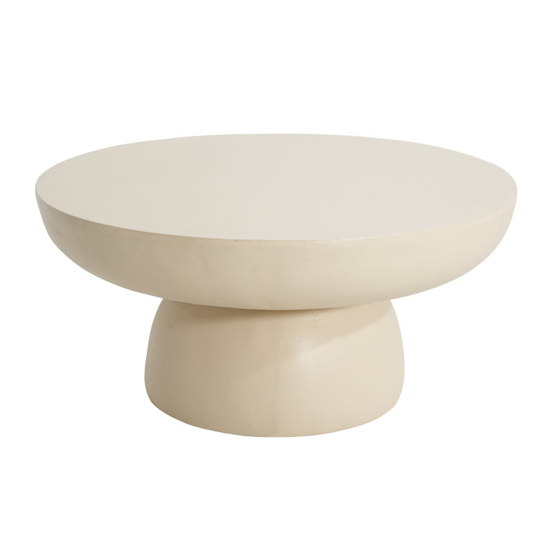 Round Outdoor Coffee Table ,, 27.5''Wx27.5''Dx13.50''H, Off-white