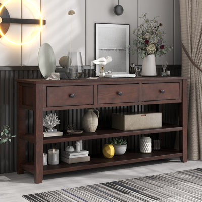 Cabras Console Table with Two Open Shelves, storage credenza, sideboards and buffets