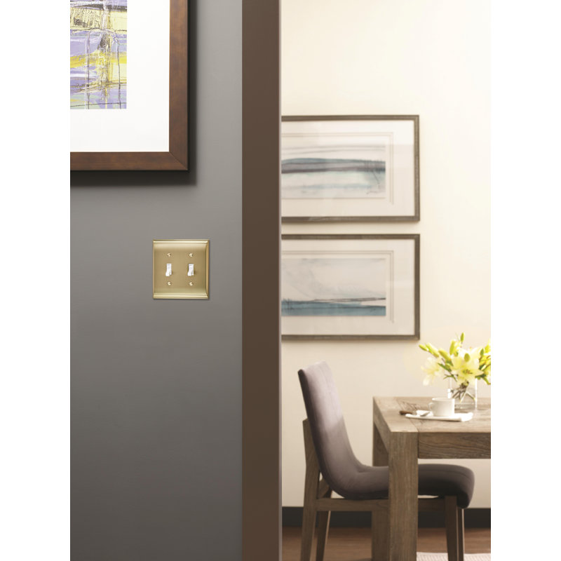 Candler 2-Gang Toggle Light Switch Wall Plate, Golden Champagne