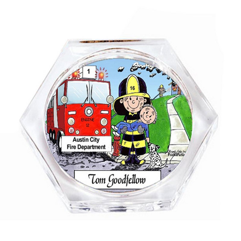Ensemble-cadeau personnalisé de sapeur-pompier - sous-verre (4 sous-verres), Oui