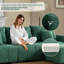 74.2 Gray Boucle American Tufed Club Loveseat-79171459