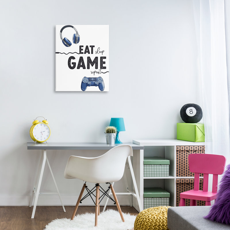 «Eat Sleep Game Lifestyle Canvas», conception par Christine Simpson Art, H 30 po x l 24 po