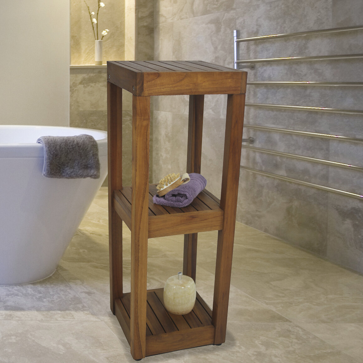 Caitlan Solid Wood Freestanding Bathroom Shelves