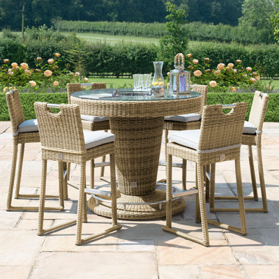 Lotta 6 Seater Round Rattan Bar Set - with Ice Bucket