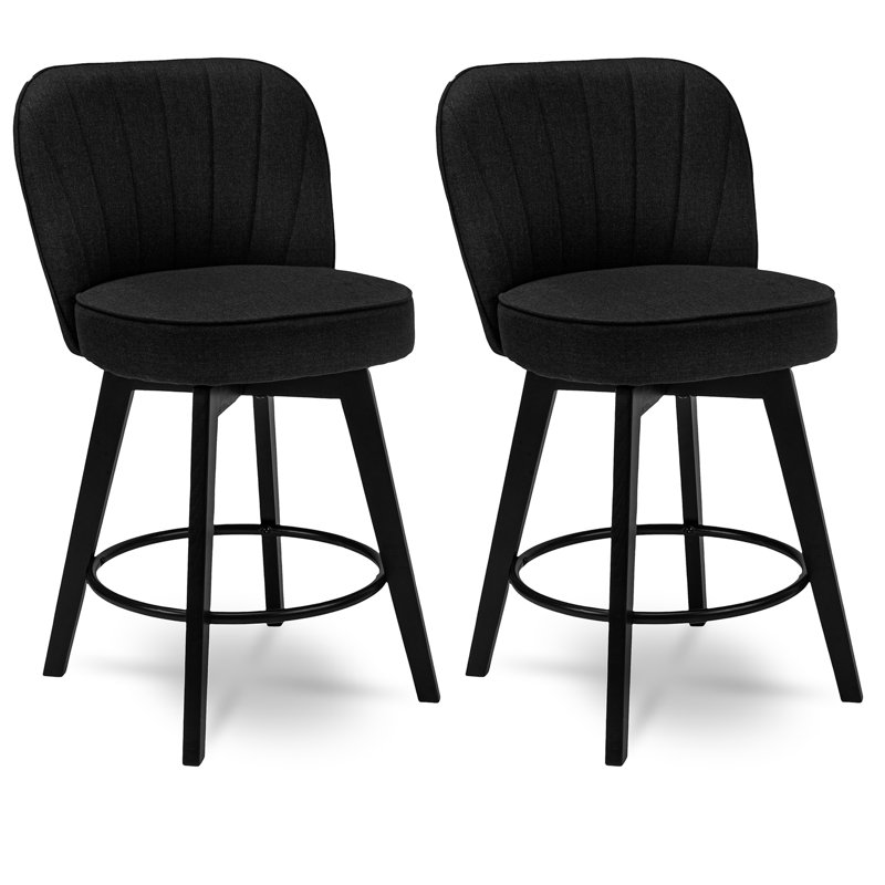 Kyenzie Swivel Upholstered Counter Stool, Charcoal Gray