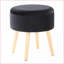 Repose-pieds avec tabouret assorti, repose-pieds avec rangement contemporain en velours noir | Bois | Noyer brun