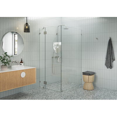 Halo 36 in. x 47 in. x 78 in. 90-degree Fully Frameless Glass Hinged Shower Enclosure