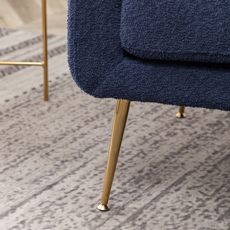 Alixon 29'' Wide Tufted Armchair, Blue Boucle