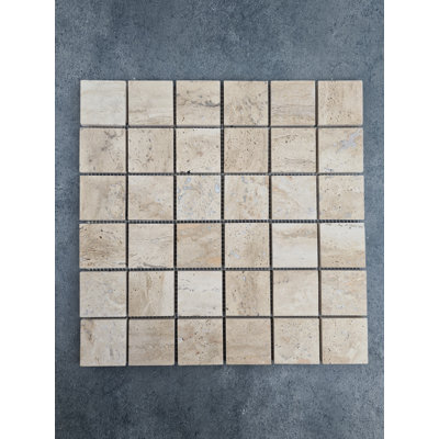 Patara Ivory 2"" x 2"" Travertine Grid Mosaic Wall & Floor Tile -  Miletos Stone Collection, M-2x2 Patara