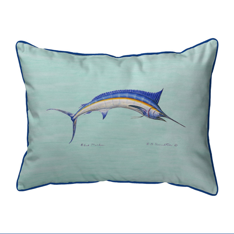Marlin Outdoor Throw Pillow, 24" x 20", Teal