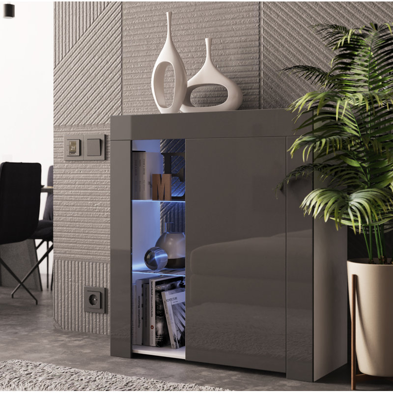 Camargue 85cm Sideboard, White/Grey, Included