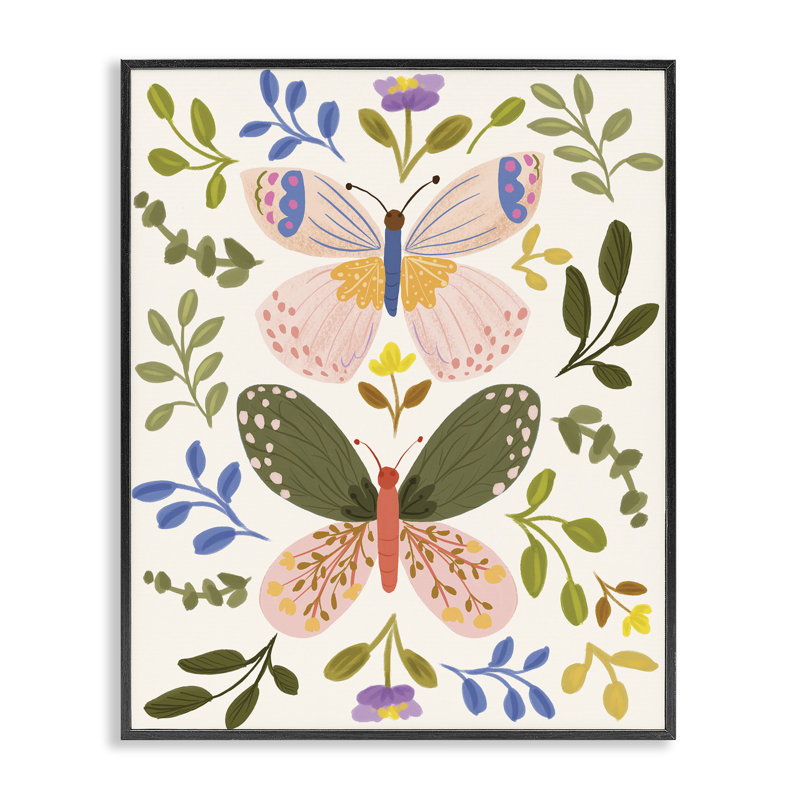 Art de giclée Cottage, papillons avec feuilles en miroir, design par Isabela Schielke, H 30 po x l 24 po