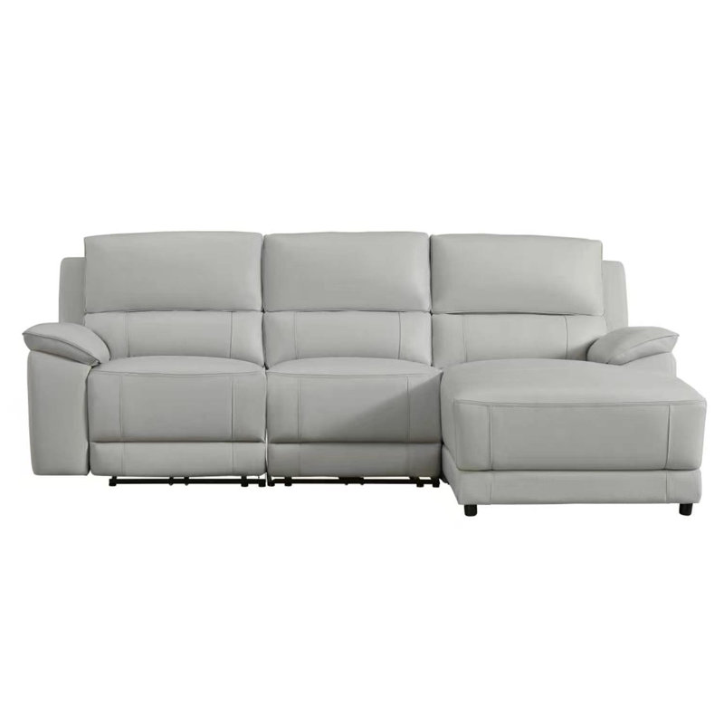 Carrabelle Leather Power Recliner Sectional, Right Hand Facing, Smoke Genuine Leather