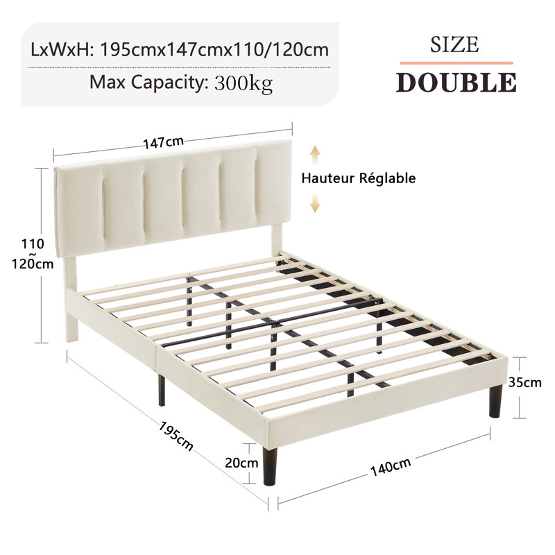 Amberrae Upholstered Bed, Beige