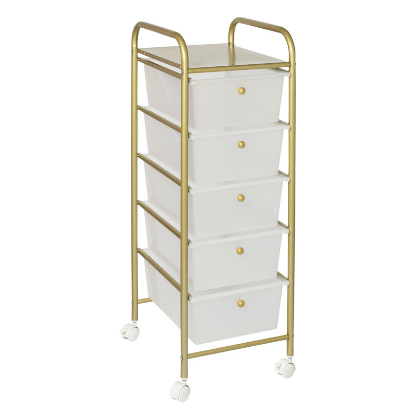 Neysa 12.6'' W Utility Cart with Wheels, 37" H x 15.25" W x 12.6" D