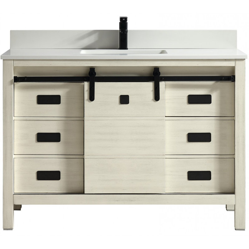 Base de meuble-lavabo simple 47 po seulement, Beige antique