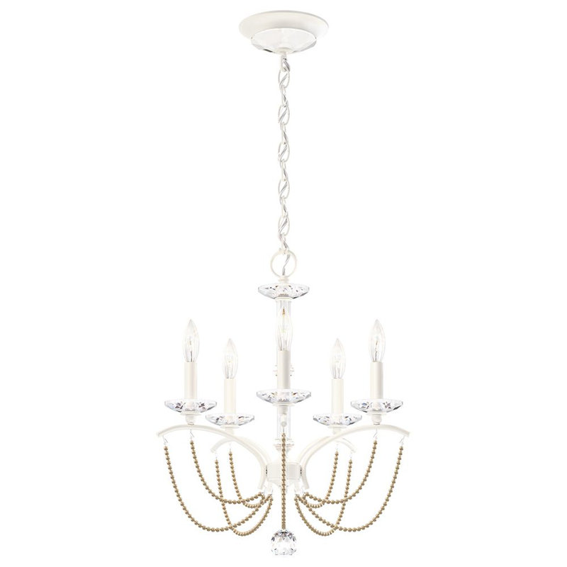 Priscilla 5 - Light Chandelier, White/White Pearl