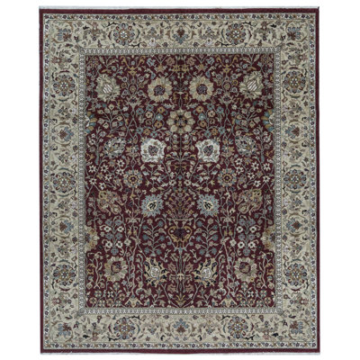 Tapis rouge et doré noué à la main de haute qualité