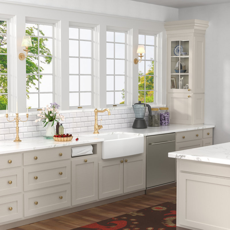 Ceramic  Apron Kitchen Sink with Accessories, 30"L x 21" W/Curved Arched Apron Front