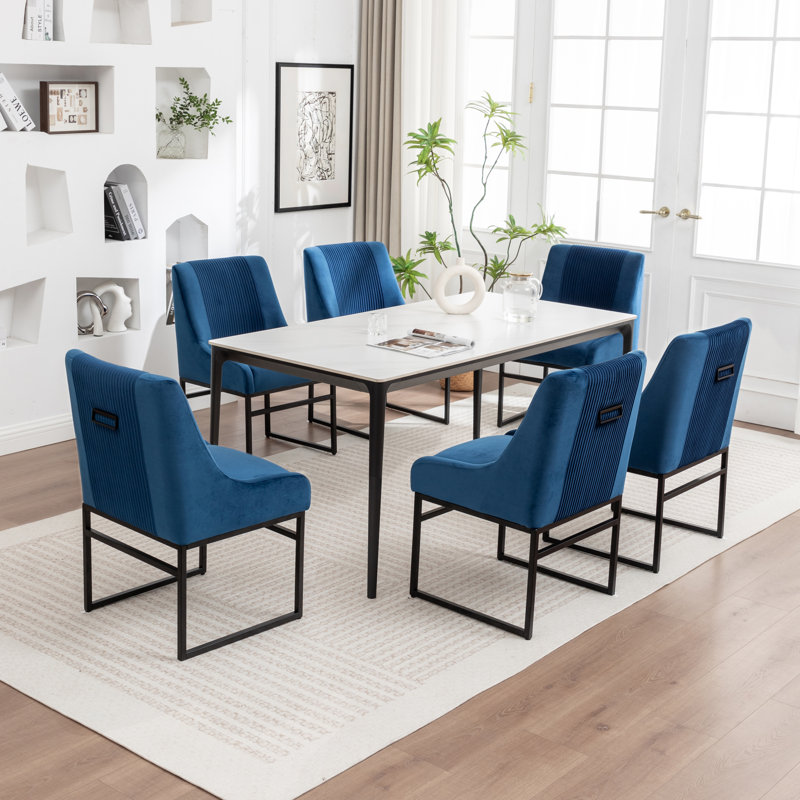 Kataleah Tufted Velvet Side Dining, Navy