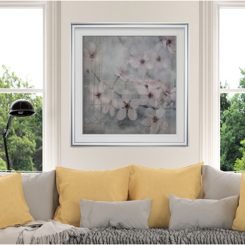 « spring melody ii », peinture, H 16 po x l 16 po x P 2 po, Cadre argenté