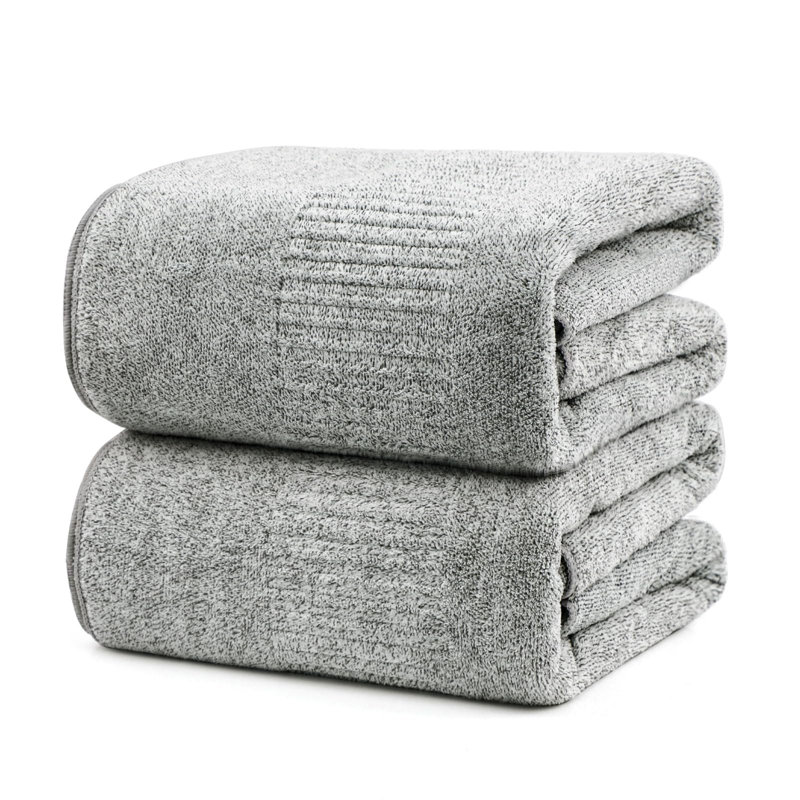  Extra Absorbent Quick Drying Lightweight Fiber 35*63 inches Large Bath Towel Set (Set of 2), Gray