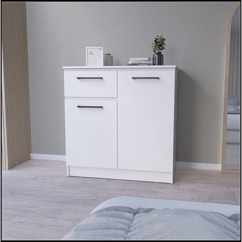 Commode Carlin, chambre à coucher, blanc, Blanc