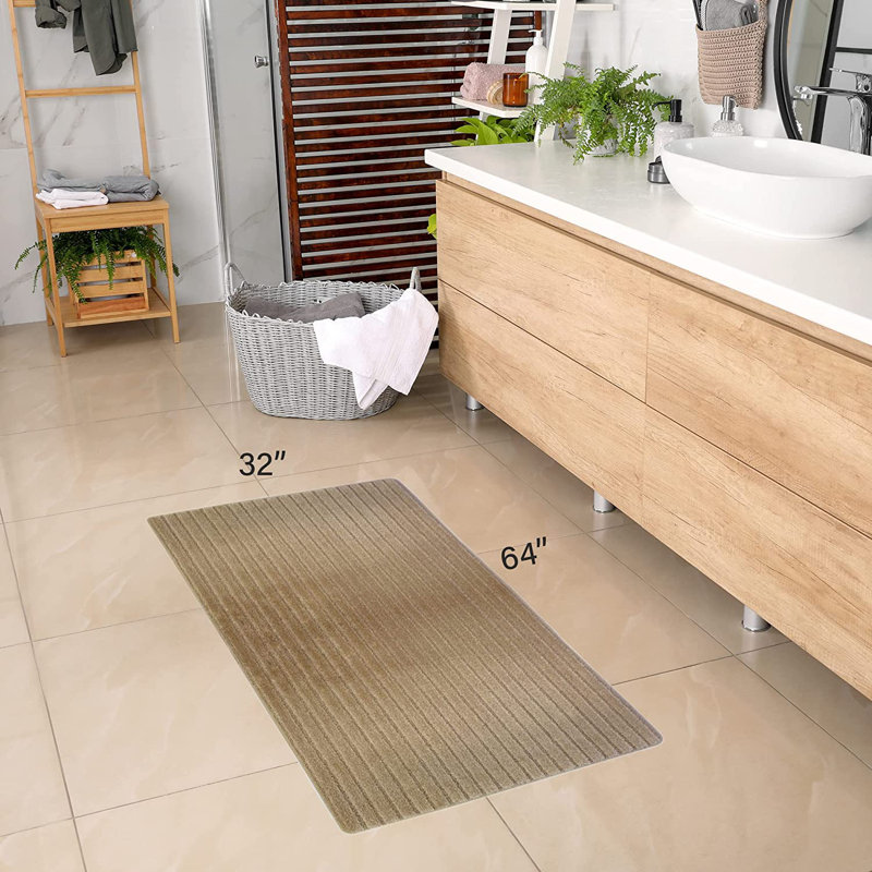 Non-Slip Bath Mat, Light Beige, 32" x 64"