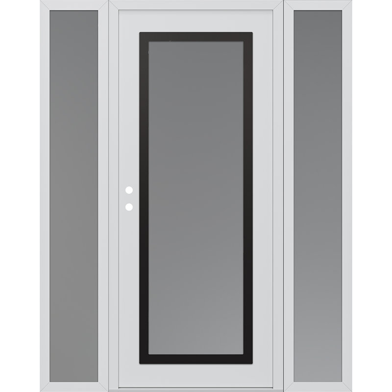 Porte d'entrée en acier pré-suspendue, L 69 po x H 81,69 po, Gelé, Oui
