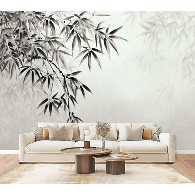 Peel and Stick Wallpaper Minimalist Bamboo Misty 69"H x 96"W Wall Mural Self-Adhesive Wall Decor for Home Office