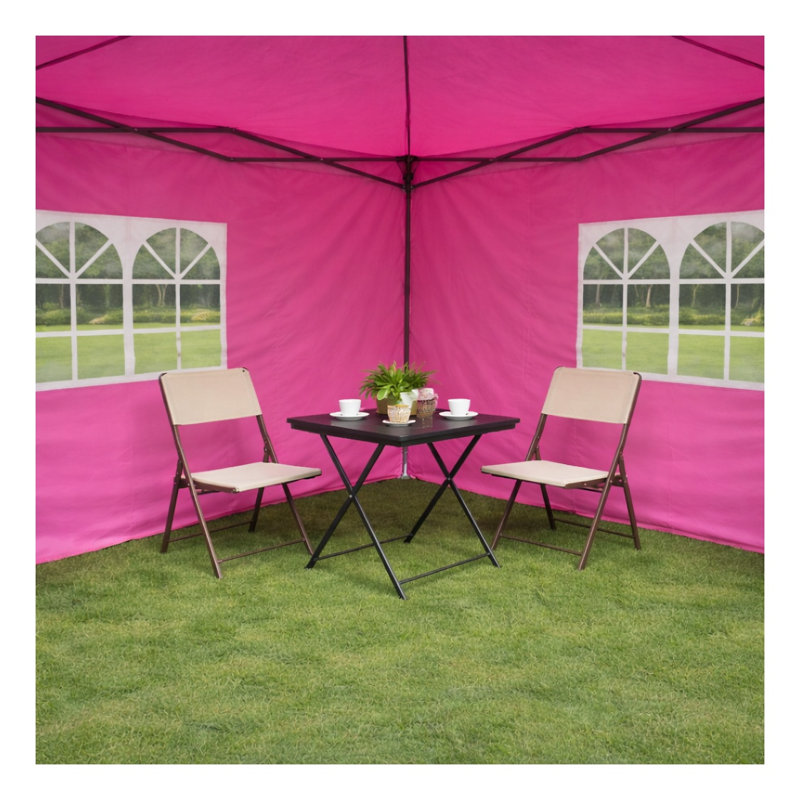 Tente 10 x 10 po avec auvent et parois latérales amovibles, abri de fête d'extérieur magenta avec fenêtres