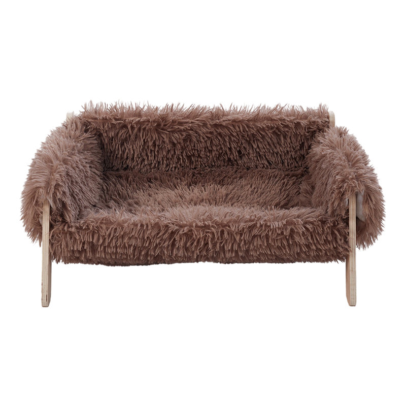 Faux Fur Pet Bed, 27cm H x 54.5cm W x 44cm D, Brown