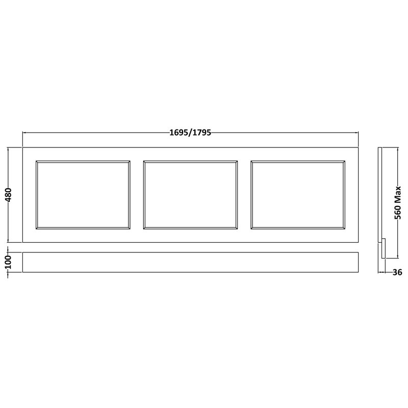 1800mm Bath Front Panel, Blue
