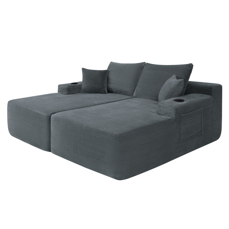 Canapé modulaire 69 po Cloud, méridienne en L avec méridienne en R et assise profonde et confortable canapé 2 places
