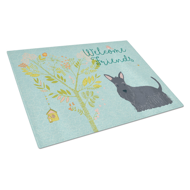 Planche à découper en verre trempé pour amis caroline, Terrier écossais
