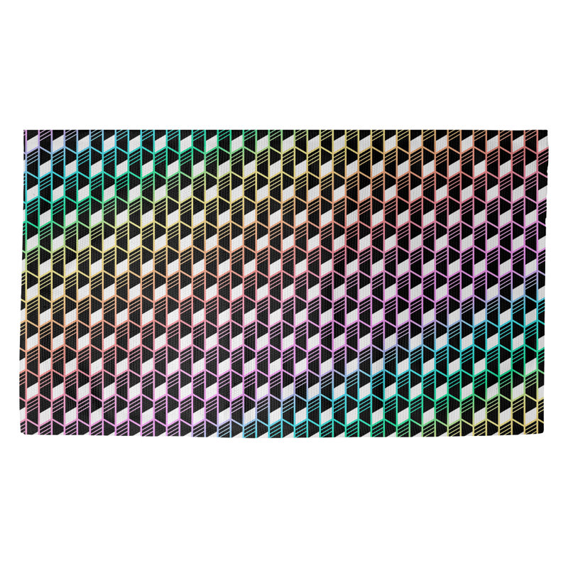 Tapis géométrique jaune/orange/rose zone Avicia, Rectangle 3 pi x 5 pi 3 po