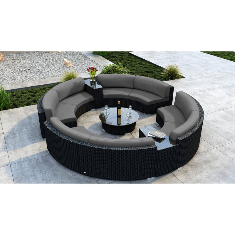 Ensemble de conversation modulaire avec coussins Sunbrella 7 pièces Thornaby, Toile gris anthracite Sunbrella®