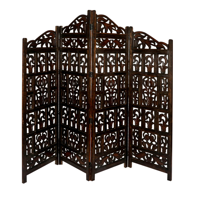 Bchester 200 cm W x 180 cm H 4 - Panel Folding Room Divider, Dark Brown