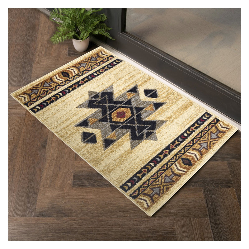 Tapis crème en polypropylène à poils courts résistant aux taches pour animaux de compagnie 5 pi 3 po x 7 pi 3 po Southwest