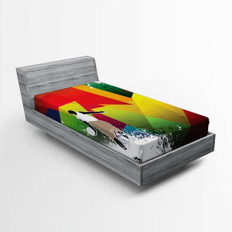 Colorful Basketball Print Twin XL Microfiber Fitted Sheet
